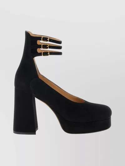 Chloé Loti Suede Platform Block-heel Pumps In Black