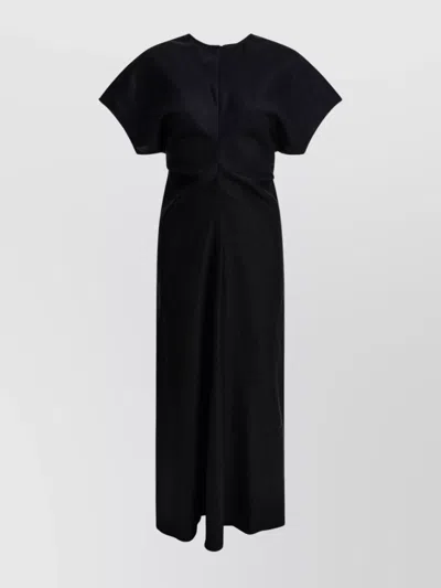Totême Maxi Dress With Short Sleeves And Shine In Black