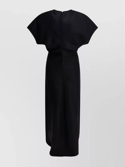 Totême Maxi Dress With Short Sleeves And Shine In Black