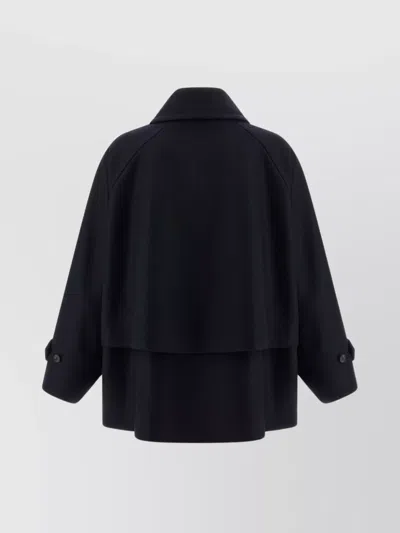 Alberto Biani Wool Coat With Wide Sleeves And Front Pockets In Black