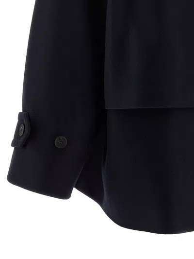 Alberto Biani Wool Coat With Wide Sleeves And Front Pockets In Black
