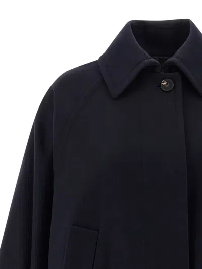 Alberto Biani Wool Coat With Wide Sleeves And Front Pockets In Black