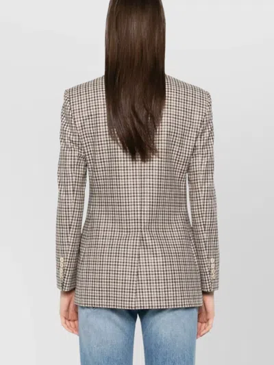 Brunello Cucinelli Double-breasted Wool Blazer Featuring Pockets In Multi