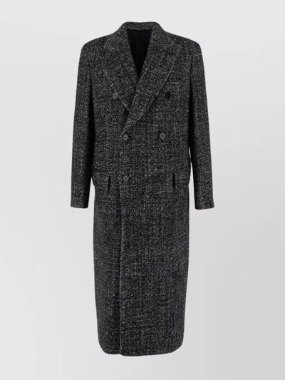 Dolce & Gabbana Double-breasted Long Coat Side Pockets In Gray