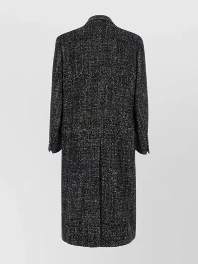 Dolce & Gabbana Double-breasted Long Coat Side Pockets In Gray