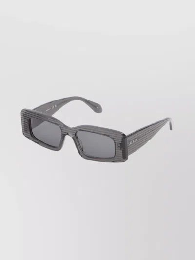 Alaïa Rectangular Frame Sunglasses Striped Pattern In Gray