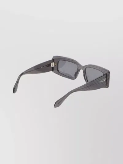 Alaïa Rectangular Frame Sunglasses Striped Pattern In Gray