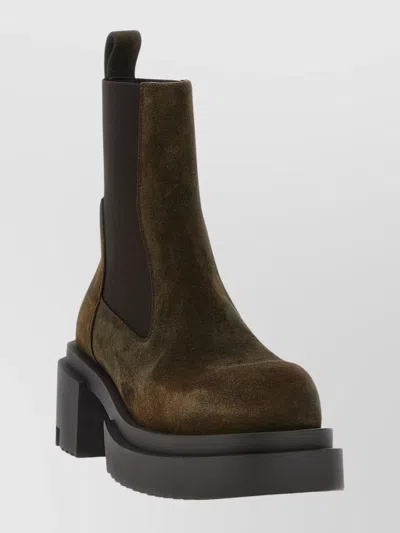 Rick Owens Chunky Sole Ankle Boots With Elastic Panels In Brown