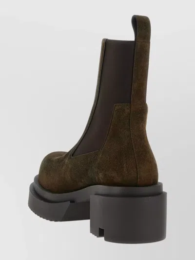Rick Owens Chunky Sole Ankle Boots With Elastic Panels In Brown