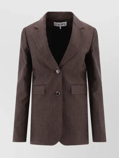 Loewe Linen Single-breasted Tailored Jacket Jackets Brown In Brown