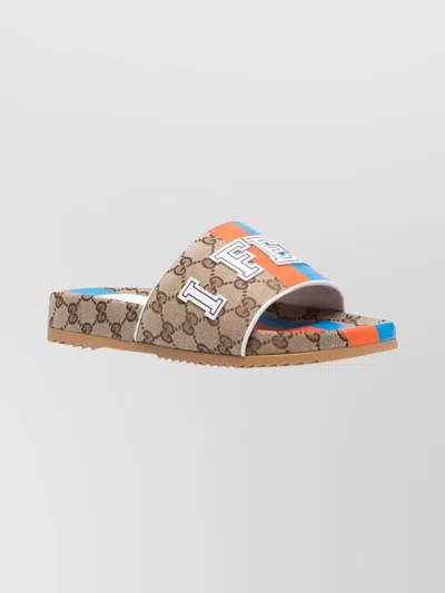 Gucci Open Toe Flat Sole Rubber Sandals In Multi