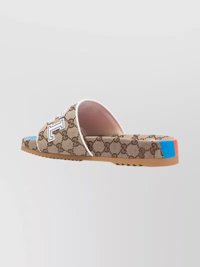 Gucci Open Toe Flat Sole Rubber Sandals In Multi