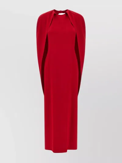 Alberta Ferretti Women Red Long Dress With Hooded Sleeves And Cut Out On The Back In Fabric Woman