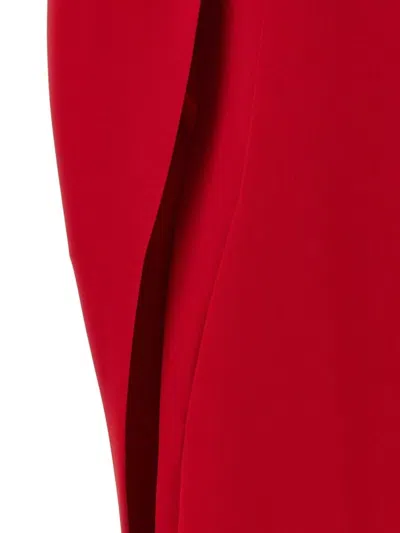 Alberta Ferretti Women Red Long Dress With Hooded Sleeves And Cut Out On The Back In Fabric Woman