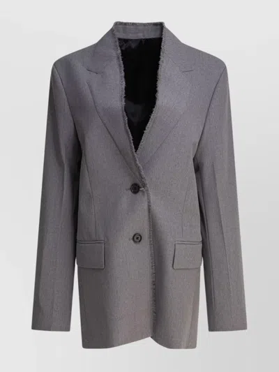 Totême Jackets With Frayed Edges And Notched Lapels In Gray