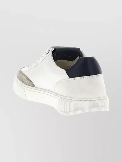 Ferragamo Alaska Leather And Suede Sneaker With Gancini Detail In White