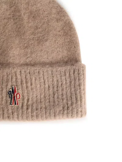 Moncler Alpaca Wool Tricot Beanie With Folded Cuff In Brown