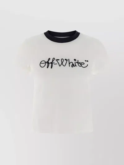 Off-white T-shirt With Embroidered Logo In White