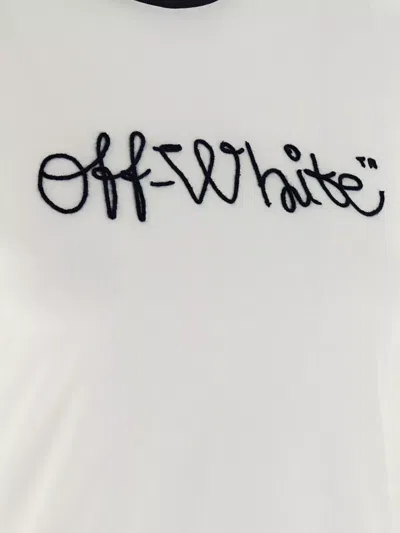 Off-white T-shirt With Embroidered Logo In White