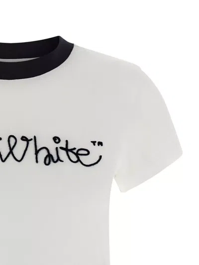 Off-white T-shirt With Embroidered Logo In White