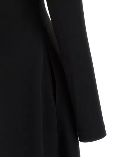 Alberta Ferretti Slightly Stretch Cady Midi Dress With Off-the-shoulder Neckline In Black