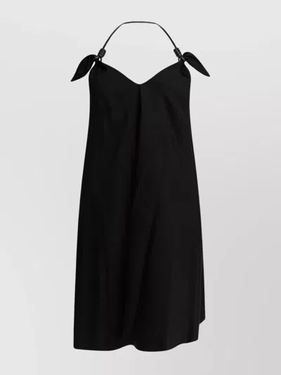 Loewe Halter Neck Sleeveless Flared Dress With Bow In Black
