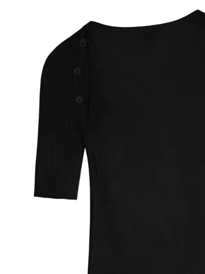 Courrèges Asymmetric Hem Top Featuring Button Detail In Black