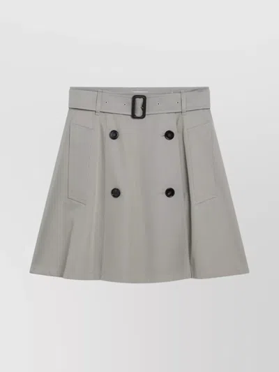 Burberry Mini Skirt With Belt Loops And Buckle In Gray