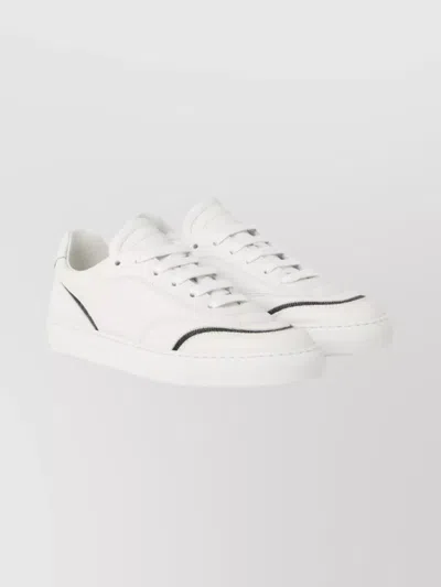 Brunello Cucinelli Leather Sneakers With Shiny Details In White