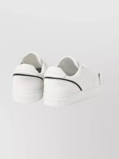 Brunello Cucinelli Leather Sneakers With Shiny Details In White