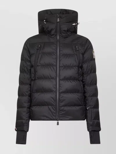 Moncler Camurac Black Polyamide Jacket In Animal Print