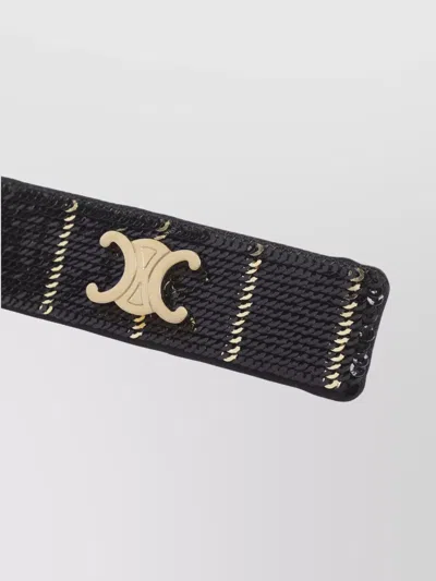 Celine Black Striped Sequins Metal Hair Clip In Multi