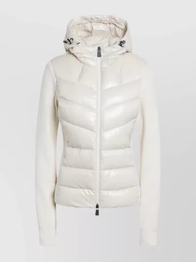 Moncler Quilted Hoodie With Drawstring And Long Sleeves In White