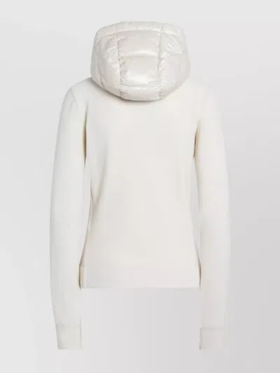 Moncler Quilted Hoodie With Drawstring And Long Sleeves In White