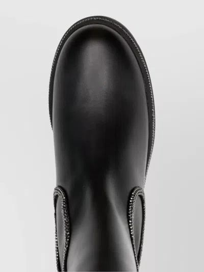 René Caovilla Ankle Boot With Block Heel And Trim In Black