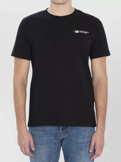 Off-white Back Print Slim Fit Cotton T-shirt In Black