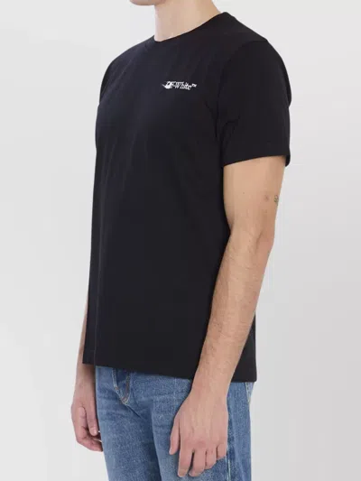 Off-white Back Print Slim Fit Cotton T-shirt In Black