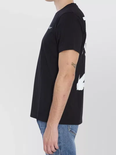 Off-white Back Print Slim Fit Cotton T-shirt In Black
