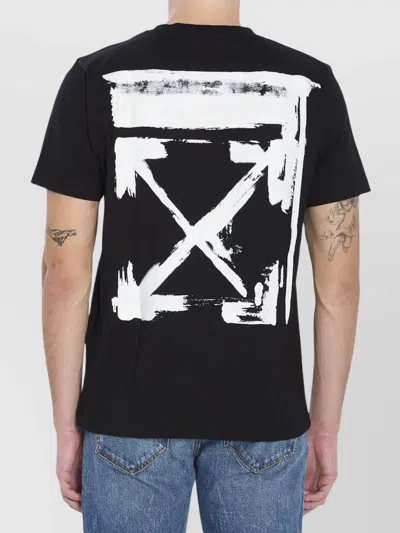 Off-white Back Print Slim Fit Cotton T-shirt In Black