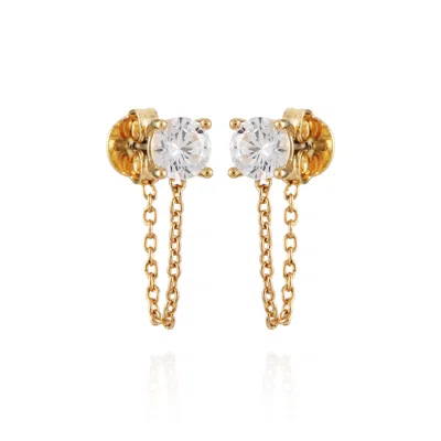 Vince Camuto Glass Stone Stud Chain Dangle Drop Earrings In Gold