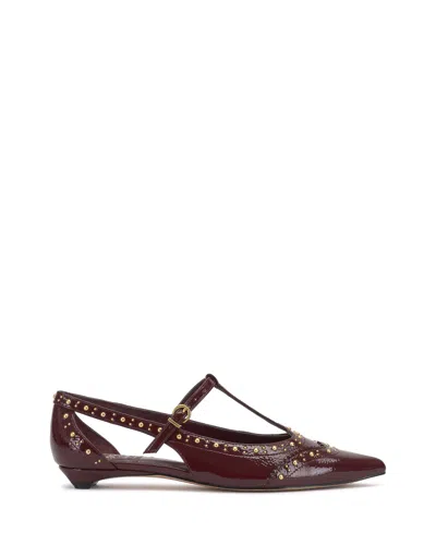 Vince Camuto Valkie T-strap Mary Jane Flats In Burgundy