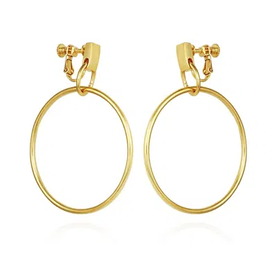 Vince Camuto Stylish Drop Hoop Clip On Earrings In Gold