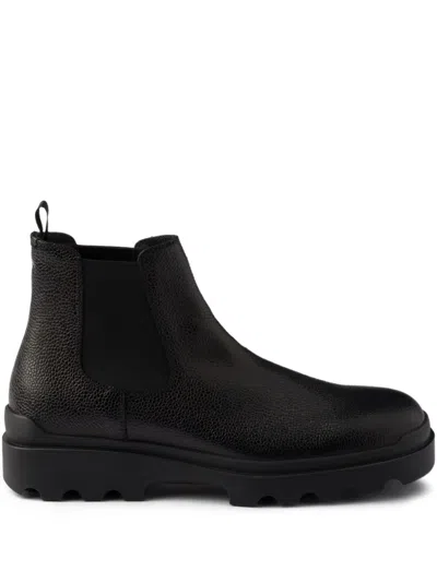Prada Elastic-panelled Rubber-sole Boots In Black