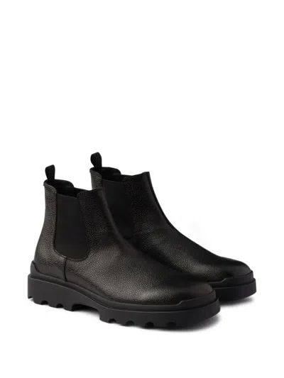 Prada Elastic-panelled Rubber-sole Boots In Black
