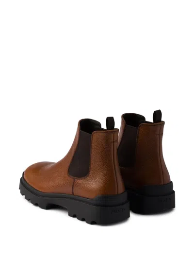 Prada Textured-leather Chelsea Boots In Brown