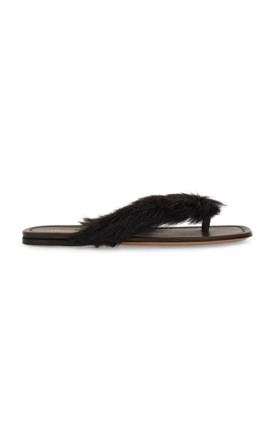 Ferragamo Loly Genuine Shearling Flip Flop In Brown