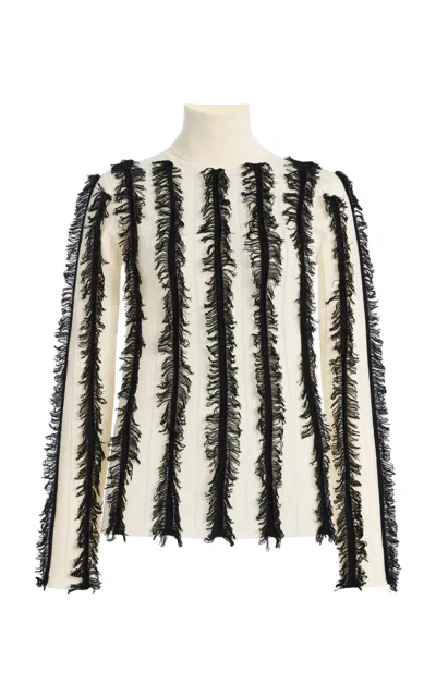 Zankov Nico Fringed Wool Turtleneck Sweater In Multi
