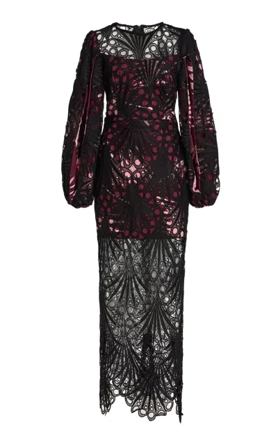 Busayo Monife Lace Overlay Split Sleeve Dress In Black