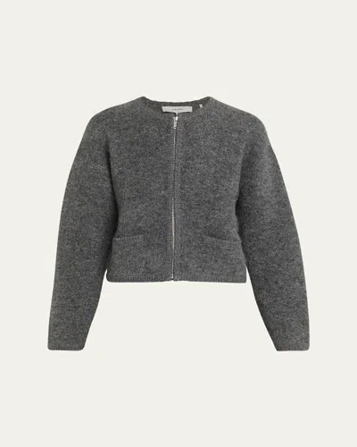 Frame Lofty Crochet Cardigan Dark Heather Grey In Gray