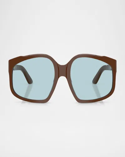 Miu Miu Womens Brown Mu A07s Irregular-frame Acetate Sunglasses In Brown